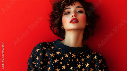 Fashion Model Poses in Star...