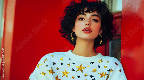 Fashion Model Poses with St...