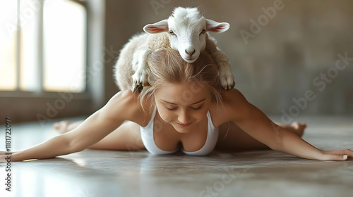 Lamb Relaxes on Woman Durin...