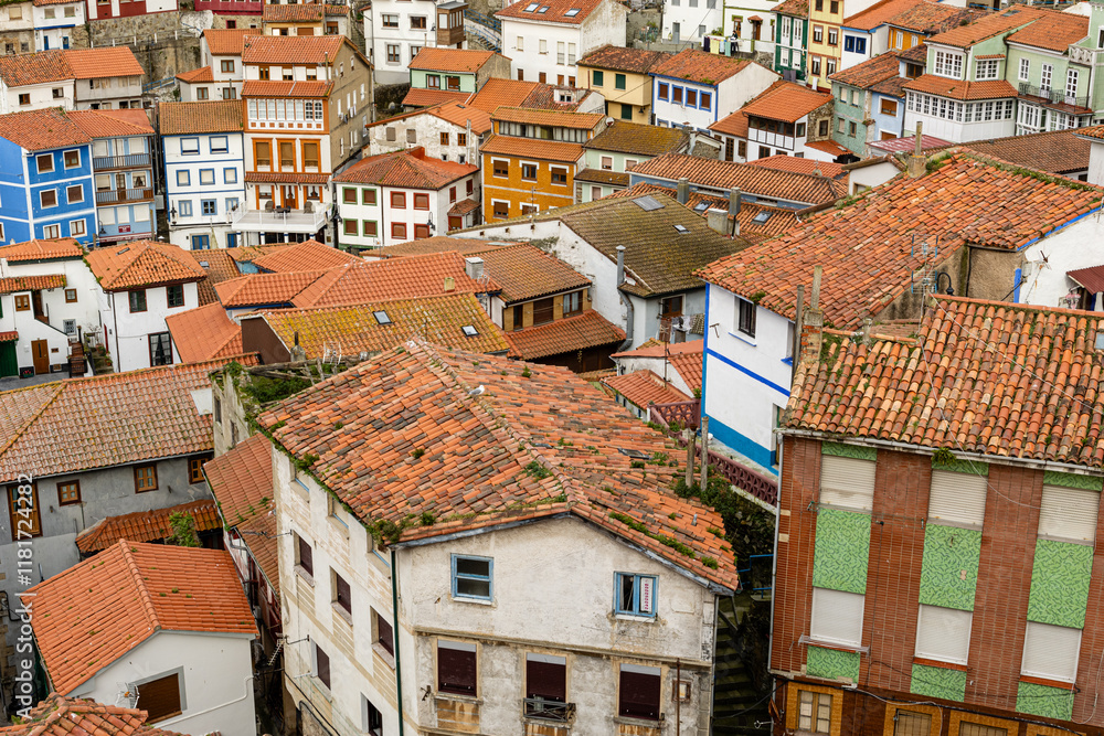View of the typical houses of the fishing village of Cudillero, Asturias, Spain. View of the typical houses of the fishing village of Cudillero, Asturias, Spain.