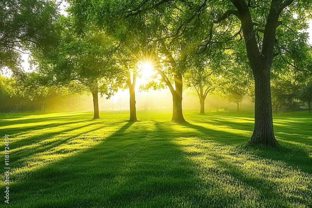 A serene meadow bathed in the soft glow of sunrise, surrounded by tall trees and misty air. A serene meadow bathed in the soft glow of sunrise, surrounded by tall trees and misty air.