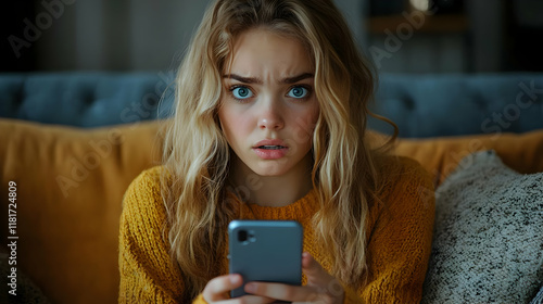 Woman Shocked Reading News ...