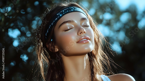 Woman Enjoys Nature, Feelin...