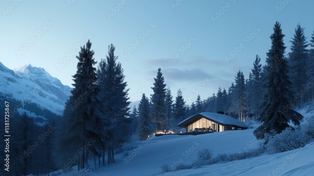 A small igloo nestled in the snow-covered forest, surrounded by towering evergreens and illuminated by soft candlelight. A small igloo nestled in the snow-covered forest, surrounded by towering evergreens and illuminated by soft candlelight.