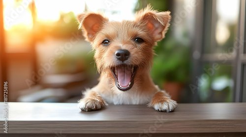 Cute Puppy Yawns, Shows Paw...