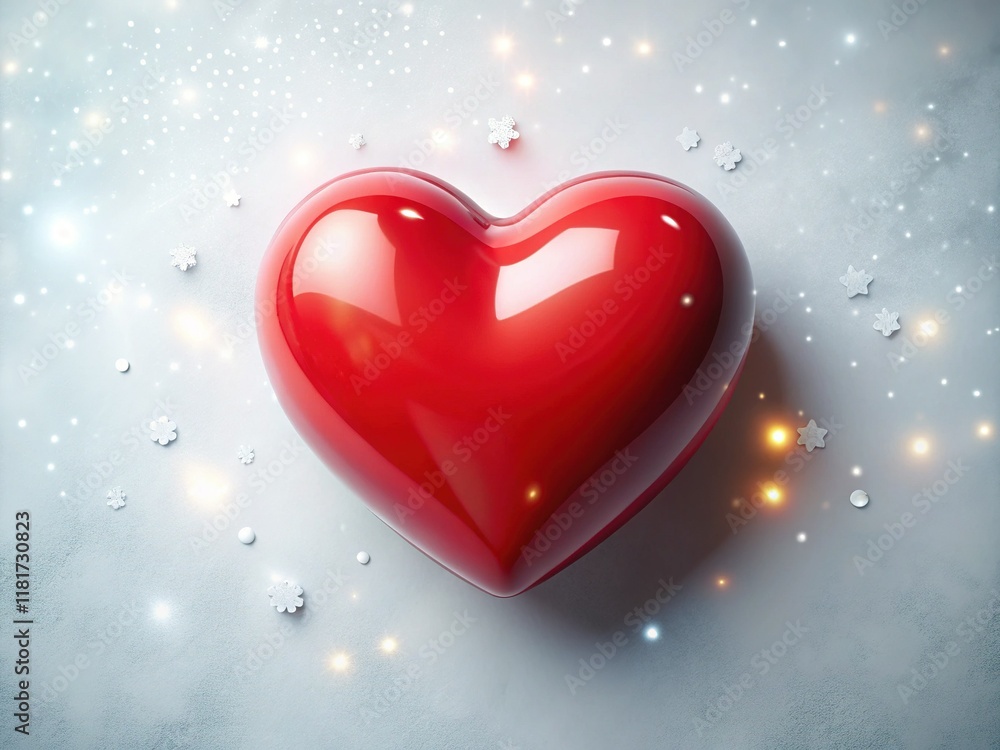 Aerial View 3D Red Heart Valentine's Day, White Background Stock Photo Aerial View 3D Red Heart Valentine's Day, White Background Stock Photo