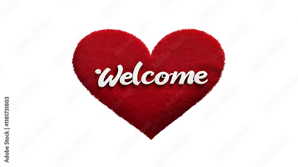 Fototapeta premium Welcome message in heart shape on transparent background. 