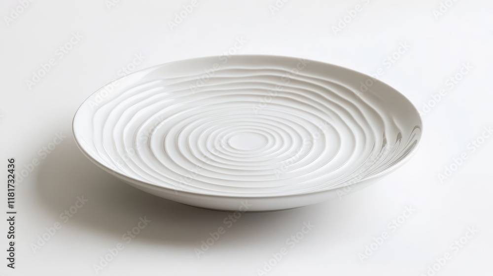 Elegant White Plate with Wave Pattern Design Elegant White Plate with Wave Pattern Design