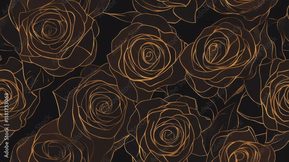 Luxurious Dark Rose Gold Line Art Pattern Luxurious Dark Rose Gold Line Art Pattern
