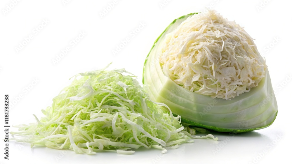Double Exposure: Shredded Cabbage on White - Abstract Food Photography Double Exposure: Shredded Cabbage on White - Abstract Food Photography