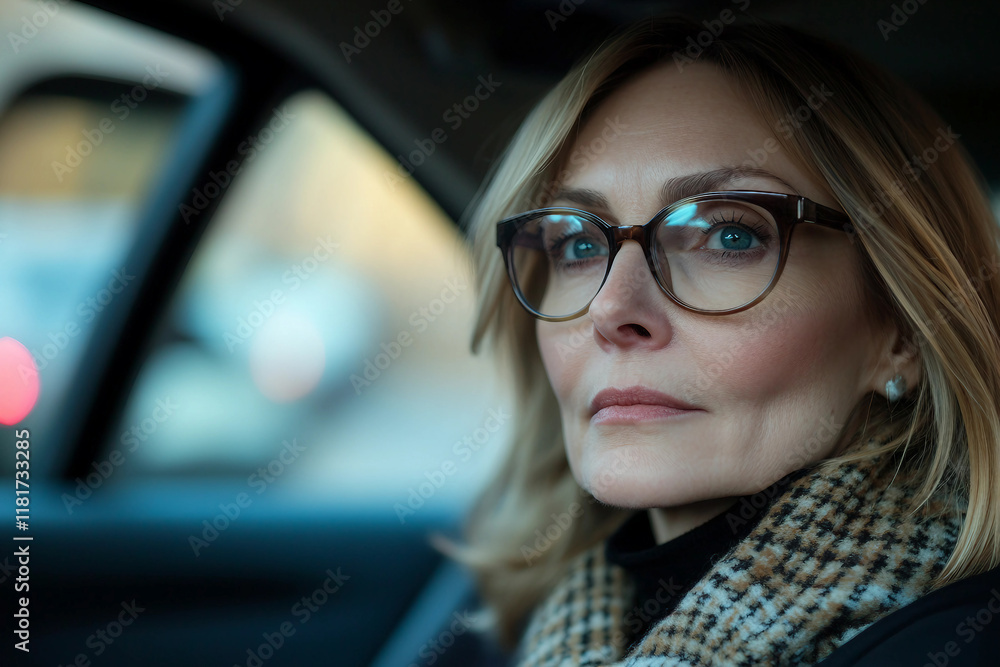 Fototapeta premium A passanger riding in taxi car made genertative ai technology