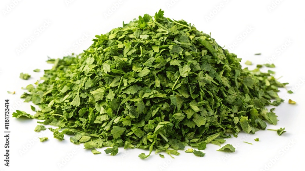 Dried Parsley Flakes Isolated on White Background - Culinary Herb Spice Dried Parsley Flakes Isolated on White Background - Culinary Herb Spice