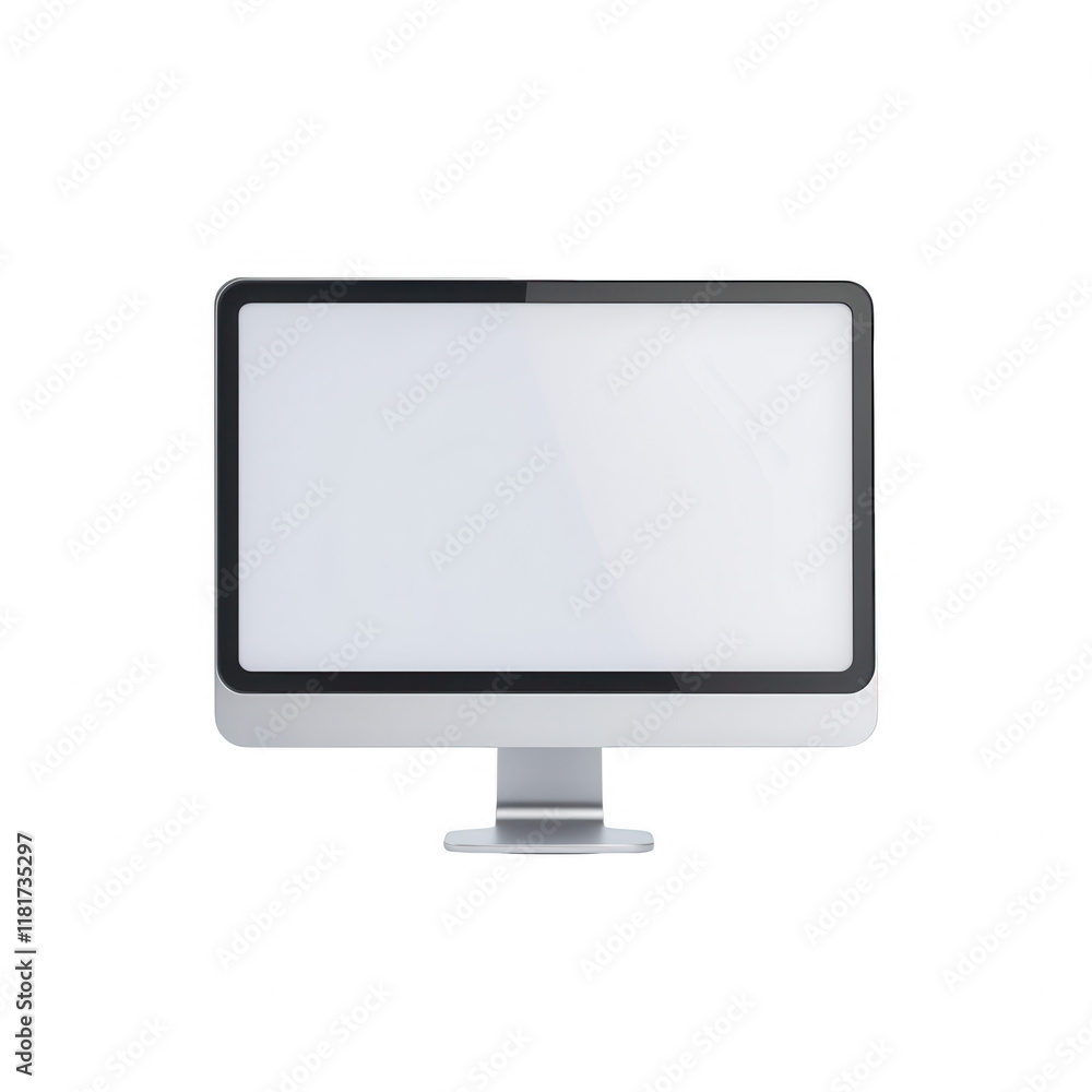Sleek modern computer monitor with a blank screen, ideal for digital projects., isolated on a transparent background. Sleek modern computer monitor with a blank screen, ideal for digital projects., isolated on a transparent background.
