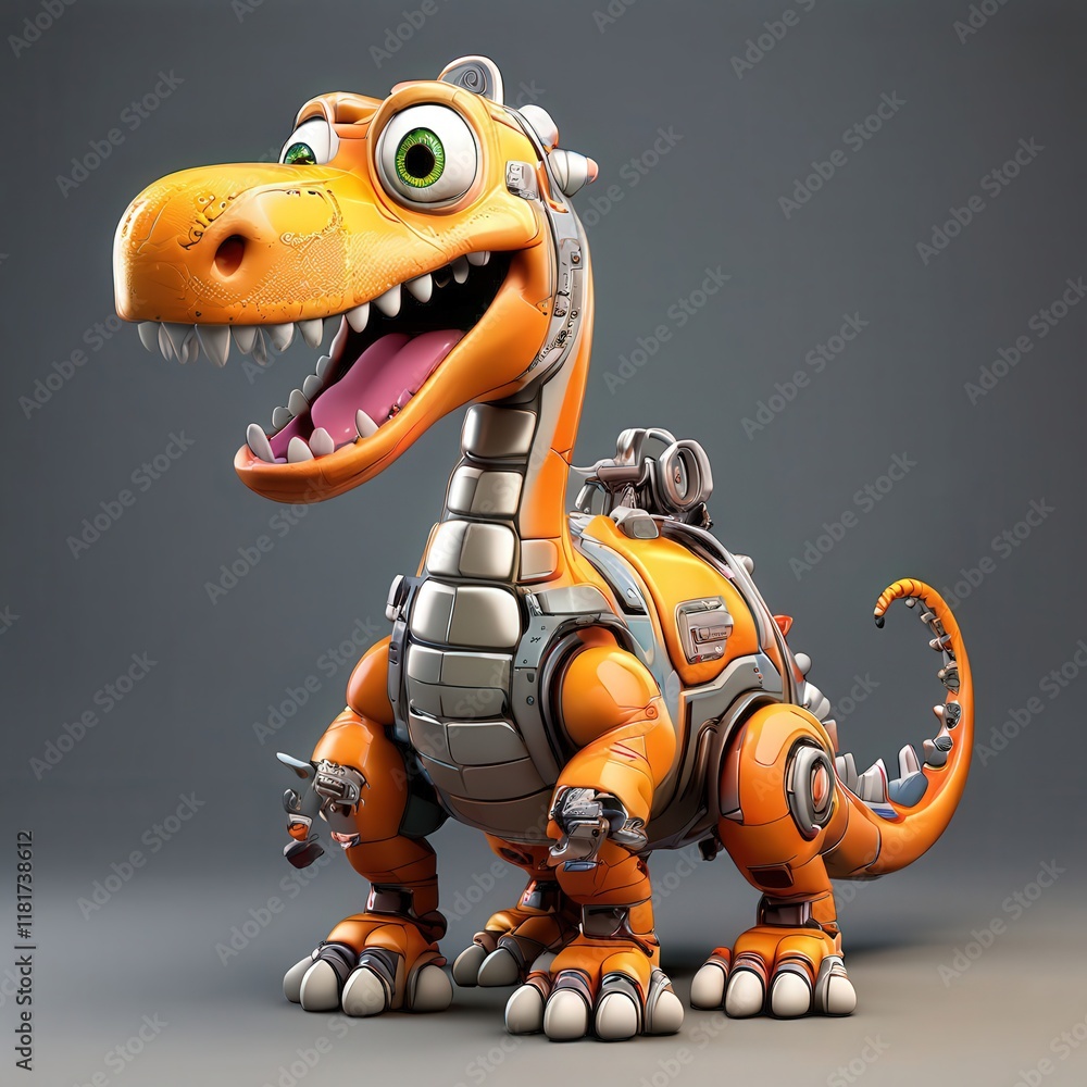 Naklejka premium the AI Image Generator, Robotic Dinosaur Toy with Mechanical Features