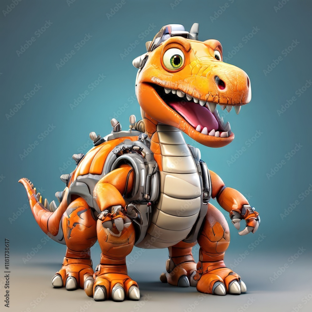 Obraz premium the AI Image Generator, Robotic Dinosaur Toy with Mechanical Features