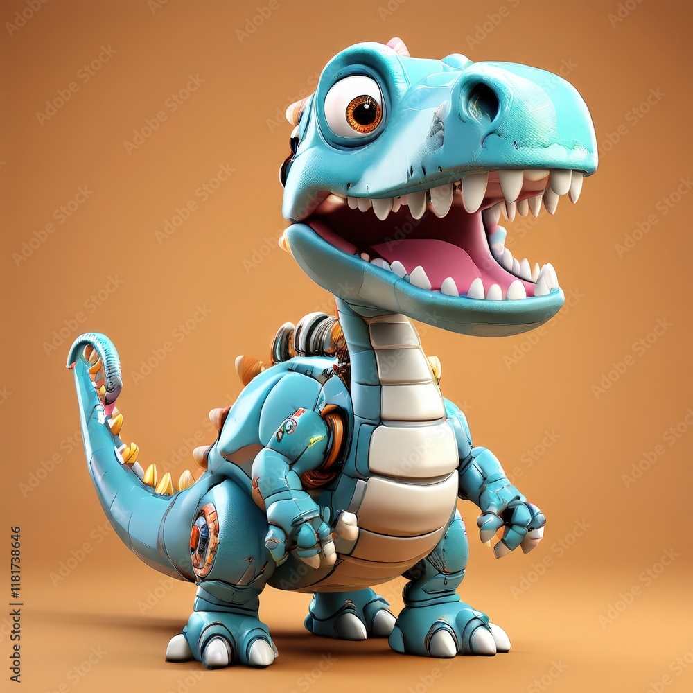 Obraz premium the AI Image Generator, Robotic Dinosaur Toy with Mechanical Features