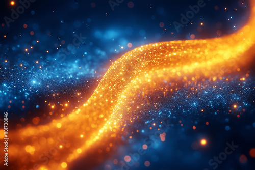 a cable used for quantum communication, wall art abstract background image. yellow and blue color tones