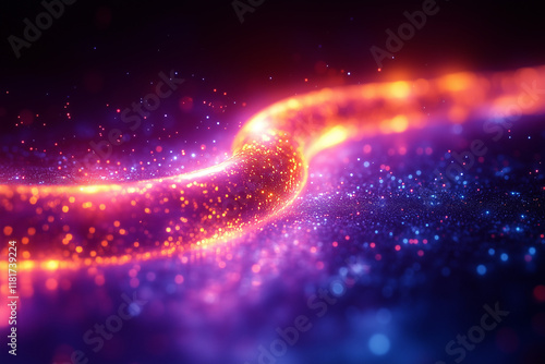 a cable used for quantum communication, purple light, wall art abstract background image. purple and blue color tones