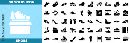 Shoes Solid Editable Icons set