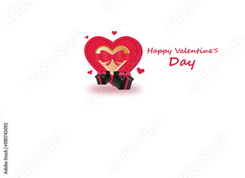 valentine design vector with gift and heart sign