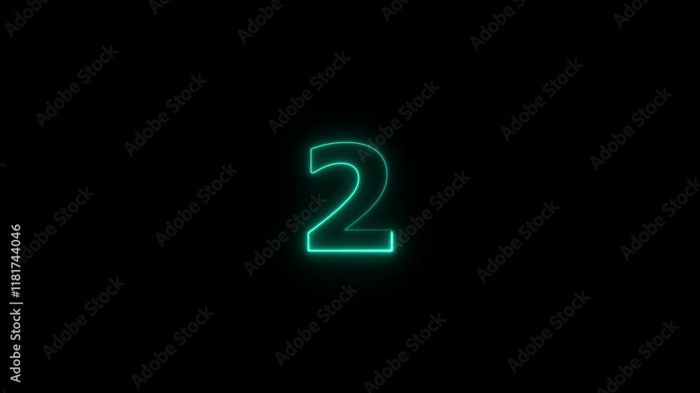Abstract glowing neon text 2 number countdown icon. Neon numeric number 2 animation. Abstract glowing neon text 2 number countdown icon. Neon numeric number 2 animation.
