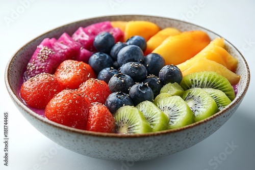 Bowl of fresh mixed fruits with vibrant colors