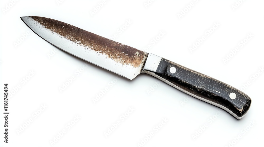 Sharp kitchen knife with a dark wooden handle, isolated on a white background. Sharp kitchen knife with a dark wooden handle, isolated on a white background.