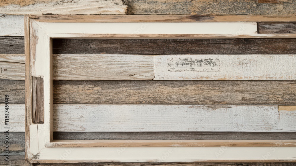 Rustic Wood Paneling Wall Art with Distressed White Frame Rustic Wood Paneling Wall Art with Distressed White Frame