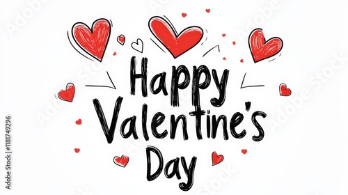 Wallpaper Mural Charming Happy Valentine's Day Illustration With Red Hearts And Handwritten Text For Celebration Concept Torontodigital.ca