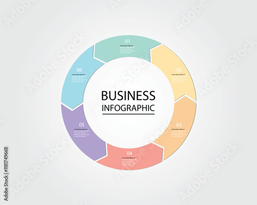 Business Infographic modern design template for banners and infographics for 6 circle arrow step 