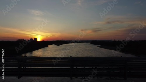 industrial bridges panning shot