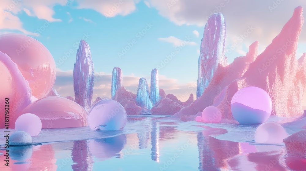 Surreal candy landscape, pastel colors, dreamy scenery, magical world Surreal candy landscape, pastel colors, dreamy scenery, magical world