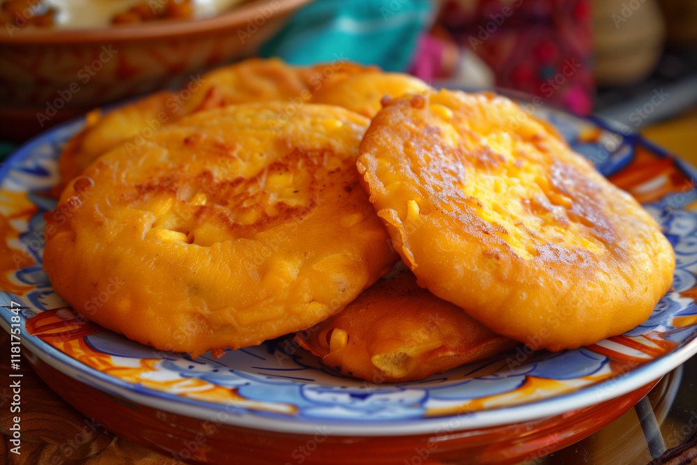 Cachapas, Venezuelan corn pancakes stuffed with cheese.