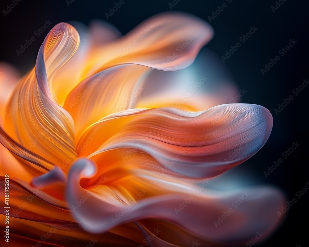Fototapeta premium Abstract Swirling Orange and Purple Hues Fluid Artistic Design Dynamic Flowing Petals