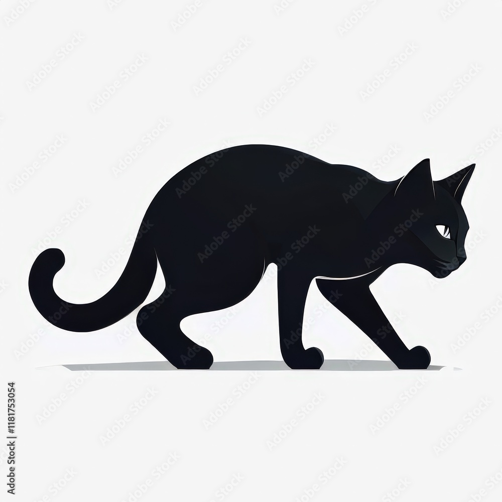 Obraz premium the AI Image Generator, a Majestic Sitting Cat in Minimalist Style
