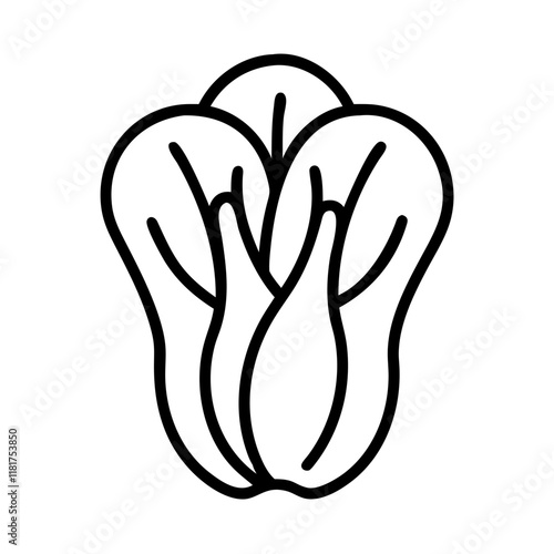 bok choy icon, vegetables line art, vegetables vector - simple black line art icon of bok choy perfect for logos, and vegetables-themed designs.