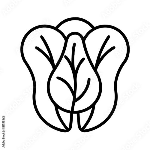 bok choy icon, vegetables line art, vegetables vector - simple black line art icon of bok choy perfect for logos, and vegetables-themed designs.