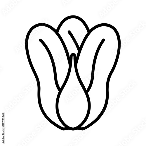 bok choy icon, vegetables line art, vegetables vector - simple black line art icon of bok choy perfect for logos, and vegetables-themed designs.