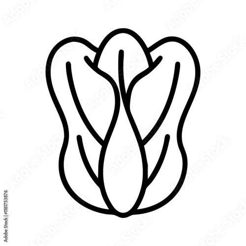bok choy icon, vegetables line art, vegetables vector - simple black line art icon of bok choy perfect for logos, and vegetables-themed designs.