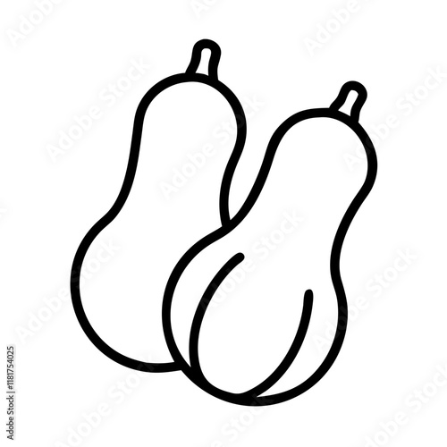 butternut squash icon, vegetables line art, vegetables vector - simple black line art icon of butternut squash perfect for logos, and vegetables-themed designs.