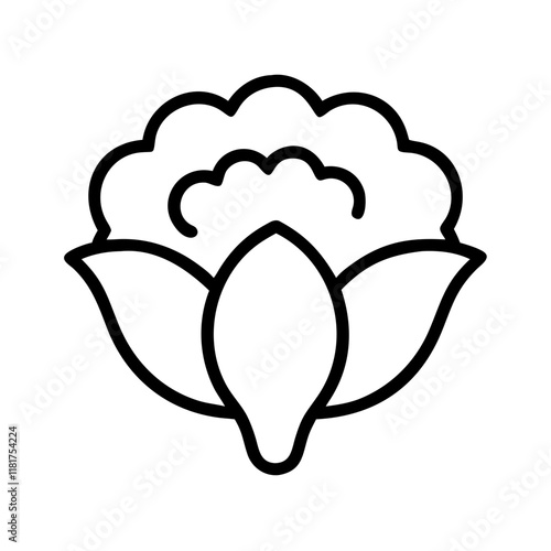 cauliflower icon, vegetables line art, vegetables vector - simple black line art icon of cauliflower perfect for logos, and vegetables-themed designs.