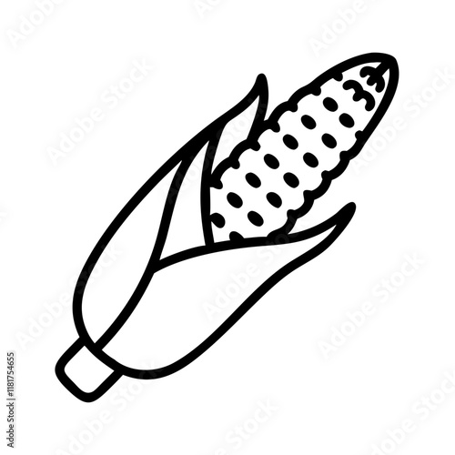 corn on the cob icon, vegetables line art, vegetables vector - simple black line art icon of corn on the cob perfect for logos, and vegetables-themed designs.