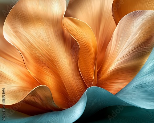 Abstract Golden and Teal Floral Design Swirling Petals Luxury Background Elegant Texture