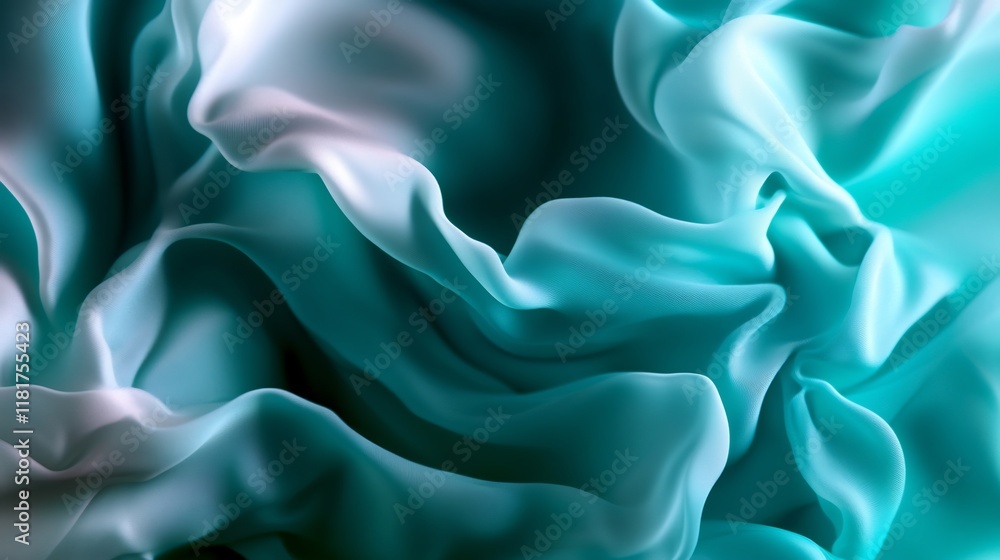 Obraz premium Abstract Teal Silk Drapery: A Study in Texture and Light