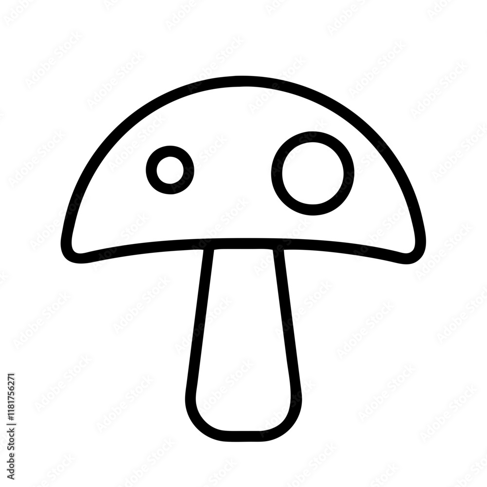 mushroom icon, vegetables line art, vegetables vector - simple black line art icon of mushroom perfect for logos, and vegetables-themed designs.