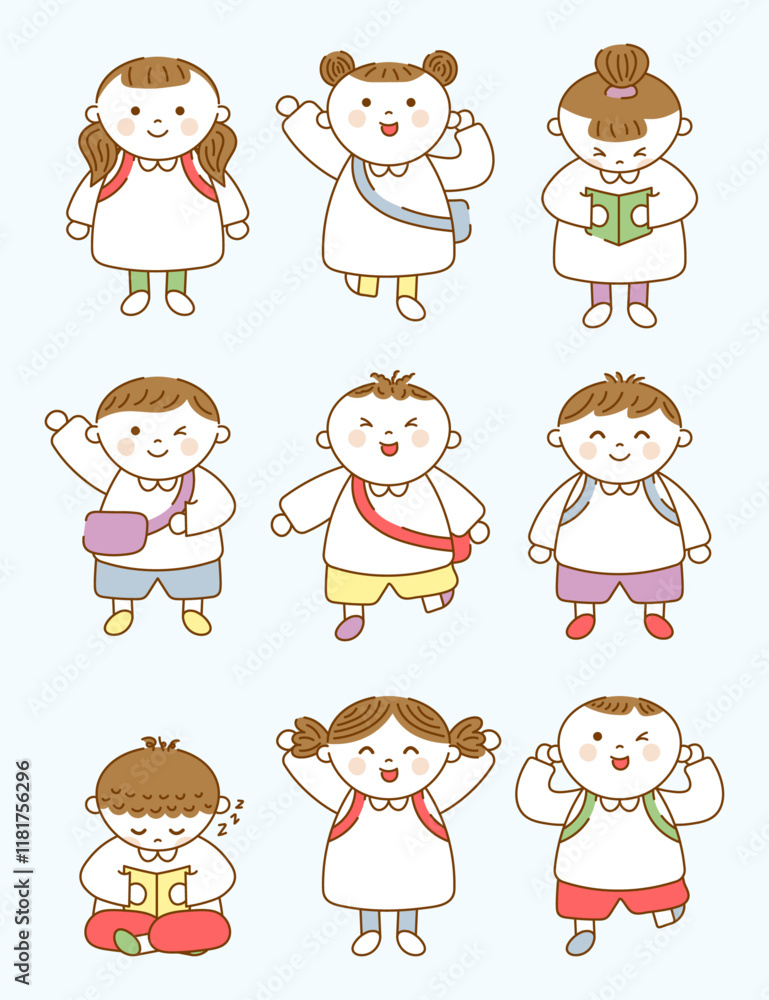 Set of Loose Kindergarten Doodle Illustrations Set of Loose Kindergarten Doodle Illustrations