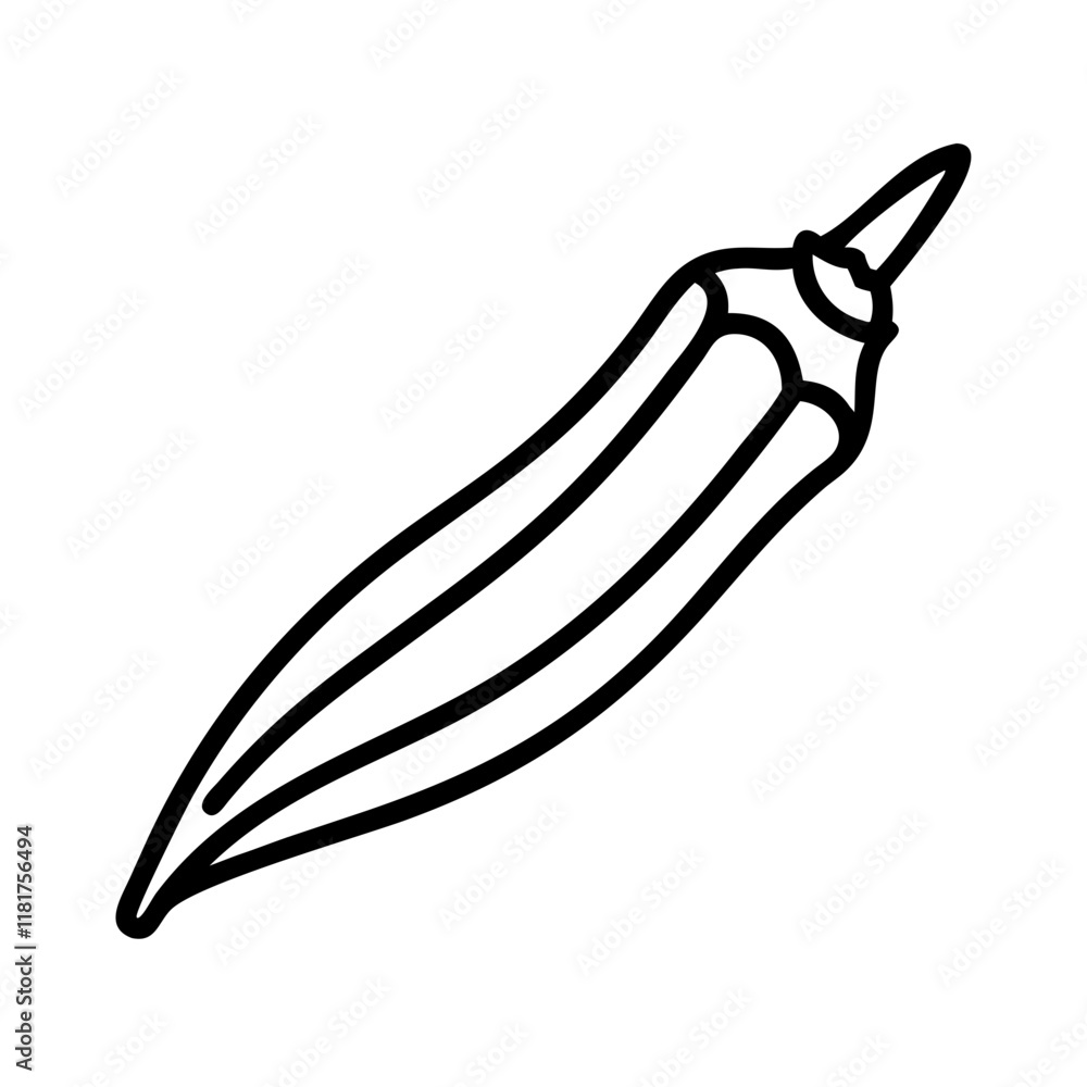 okra pod icon, vegetables line art, vegetables vector - simple black line art icon of okra pod perfect for logos, and vegetables-themed designs. okra pod icon, vegetables line art, vegetables vector - simple black line art icon of okra pod perfect for logos, and vegetables-themed designs.