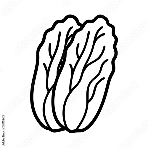 napa cabbage icon, vegetables line art, vegetables vector - simple black line art icon of napa cabbage perfect for logos, and vegetables-themed designs.