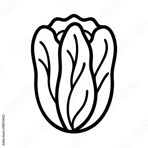 napa cabbage icon, vegetables line art, vegetables vector - simple black line art icon of napa cabbage perfect for logos, and vegetables-themed designs.