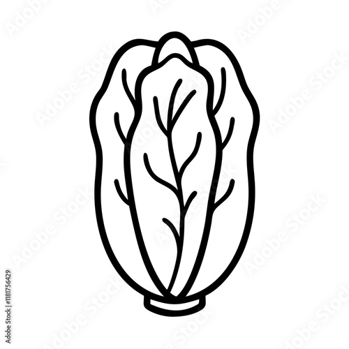 napa cabbage icon, vegetables line art, vegetables vector - simple black line art icon of napa cabbage perfect for logos, and vegetables-themed designs.